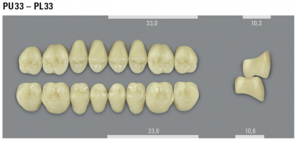 VITA MFT боковые нижние зубы, цвет 2M1 (D2), размер PL33, 8 шт.