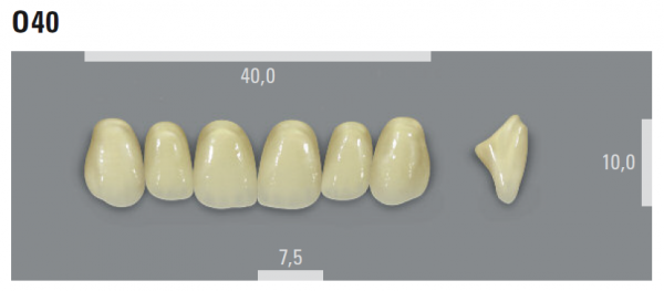 VITA MFT фронтальные верхние зубы, цвет 2M1 (D2), размер O40, 6 шт.