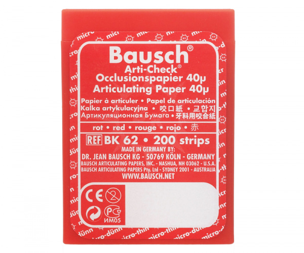 Bausch Окклюзионная бумага 40 мк, красная, контейнер (200 листов)