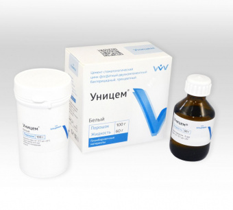 ВладМиВа Уницем - белый цинк-фосфатный цемент (порошок 100 г + жидкость 60 г)